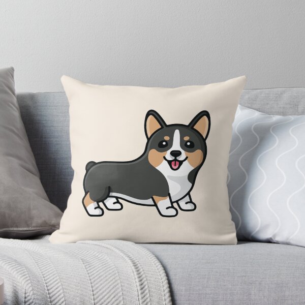 Black Corgi Throw Pillow
