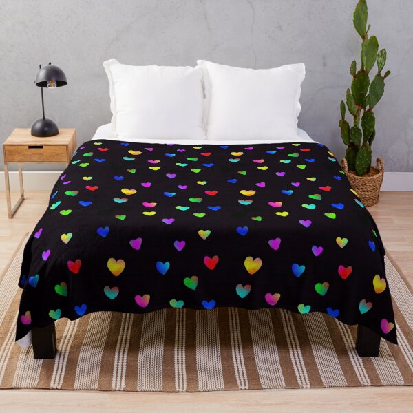 Colorful Heart Sketch Throw Blanket