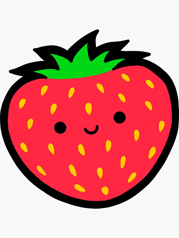 Cute Strawberry Sticker - hollymarshmallow