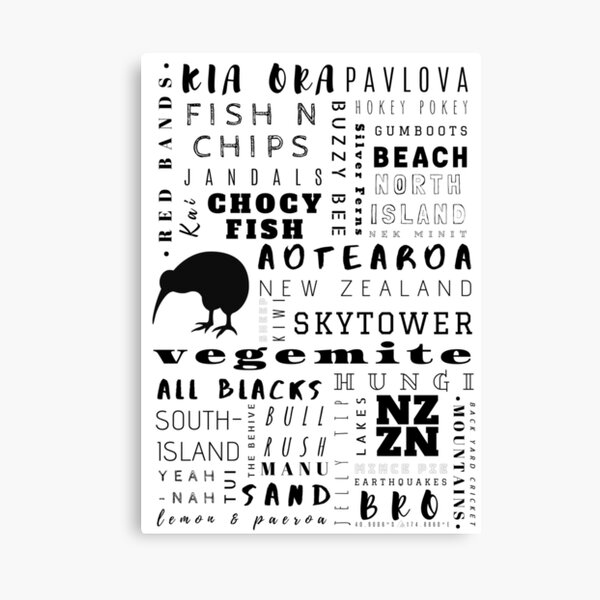 Item preview, All things Kiwi-New Zealand -Typography designed and sold by LatitudeNZ.