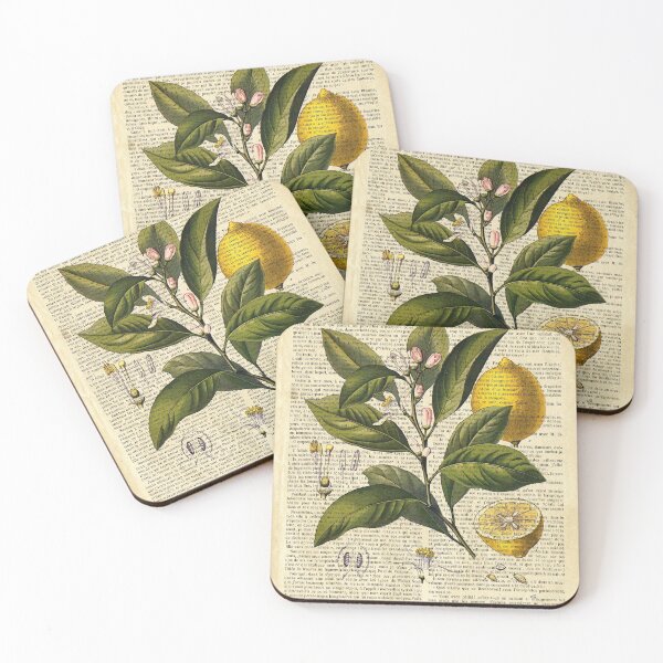 Item preview, Botanical print, on old book page - lemons designed and sold by Art by Lilia.