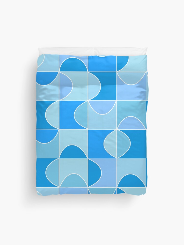 Thumbnail 1 of 2, Duvet Cover, Blue Mid-Century Modern Pattern designed and sold by WildeandCo.