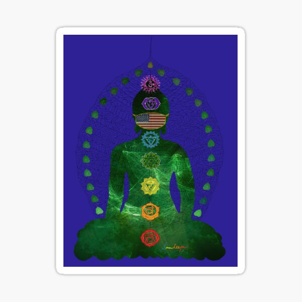 Green Energy Chakras Buddha Sticker
