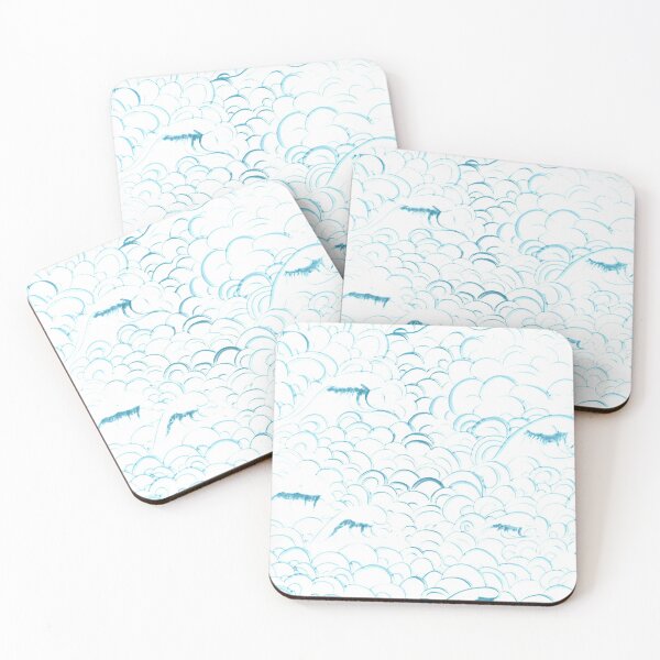 Item preview, Blue waves and ocean swirls (white) designed and sold by ampheebian.
