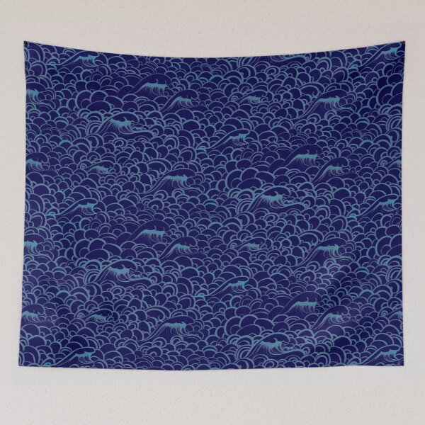 Item preview, Blue waves and ocean swirls (blue) designed and sold by ampheebian.