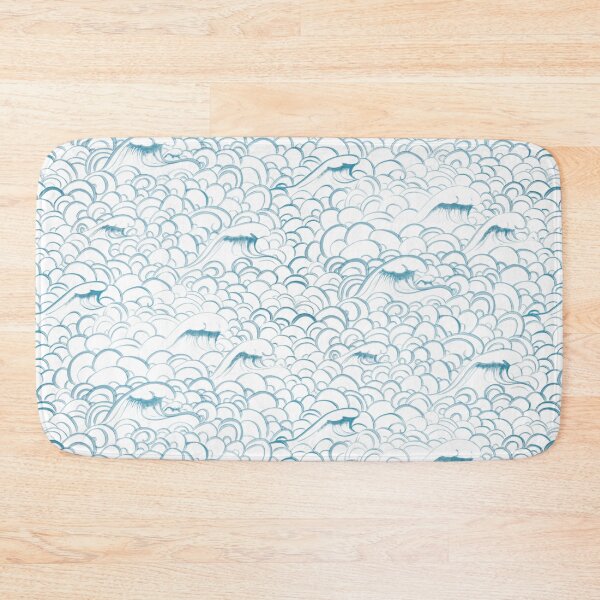 Item preview, Blue waves and ocean swirls (white) designed and sold by ampheebian.