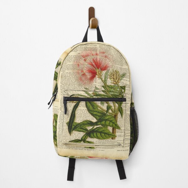 Item preview, Botanical print on old book page, pink flower designed and sold by Art by Lilia.
