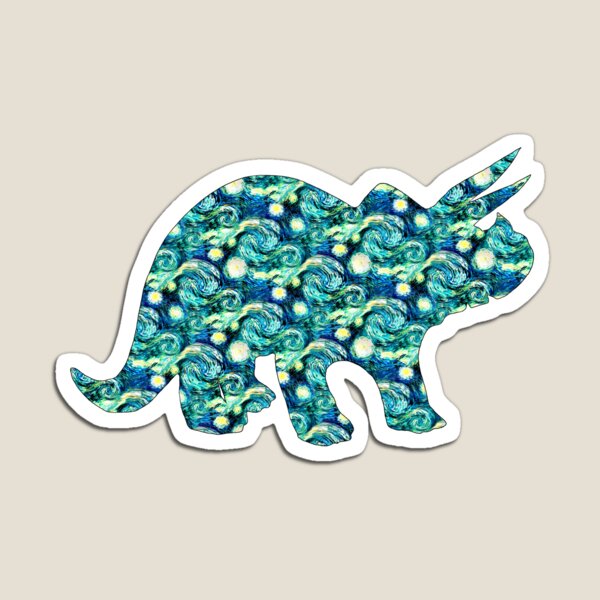 Starry Night Triceratops Silhouette Magnet