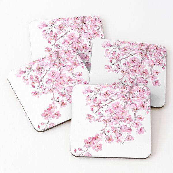 Item preview, hand painted hand painted pink cherry blossom watercolor 2020 designed and sold by ColorandColor.