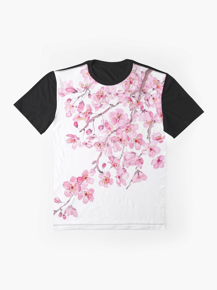 Thumbnail 4 von 5, Grafik T-Shirt, handgemaltes handgemaltes rosa kirschblütenaquarell 2020 designt und verkauft von ColorandColor.