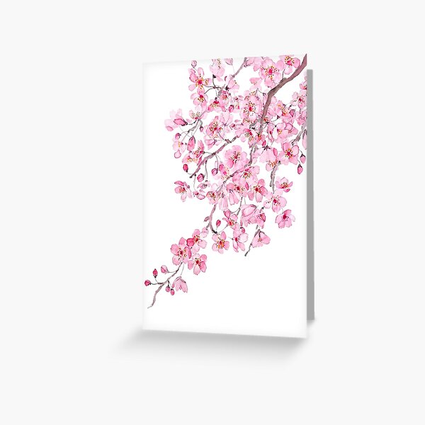 pink cherry blossom watercolor 2020 Greeting Card