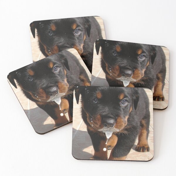 Item preview, Cute Rottweiler Mucky Pup Lapping Milk designed and sold by taiche.