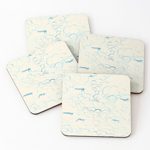 Item preview, Blue waves and ocean swirls (off white) designed and sold by ampheebian.