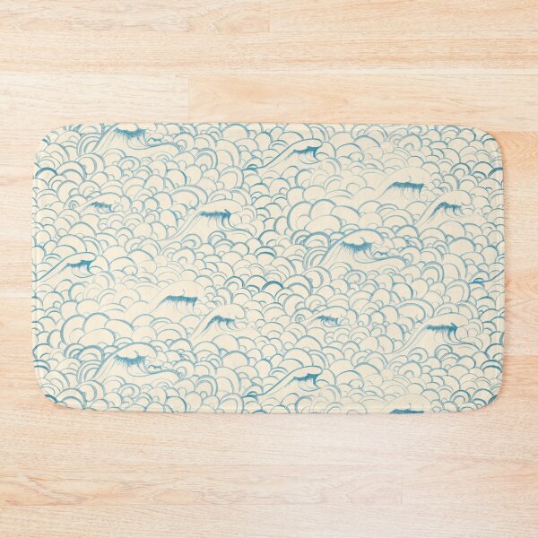 Item preview, Blue waves and ocean swirls (off white) designed and sold by ampheebian.