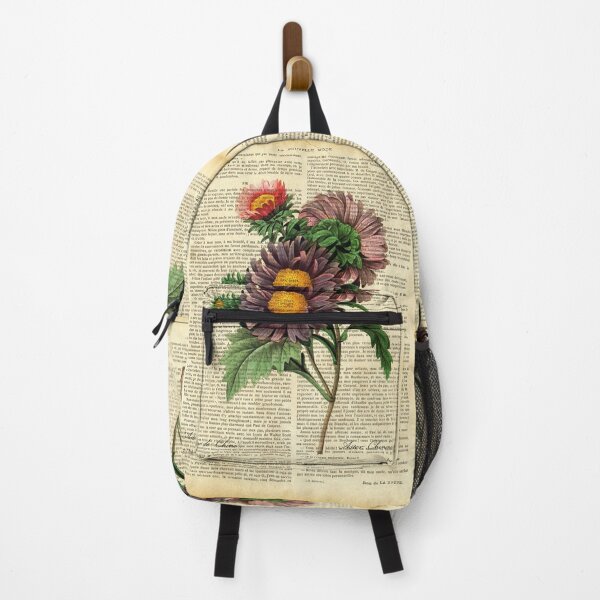 Item preview, Botanical print on old book page, asters designed and sold by Art by Lilia.