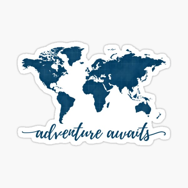 "Adventure Awaits World Map" Sticker for Sale by periwinklepaint