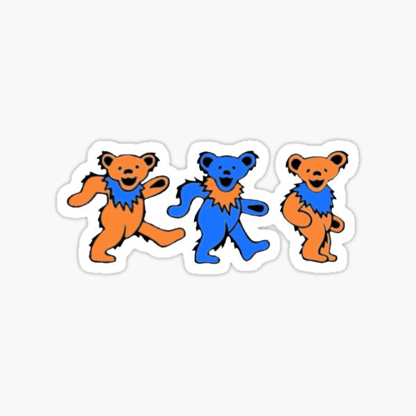 3 ORANGE AND BLUE MARCHING BEARS Sticker