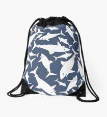 Shark Pattern Blue Drawstring Bag
