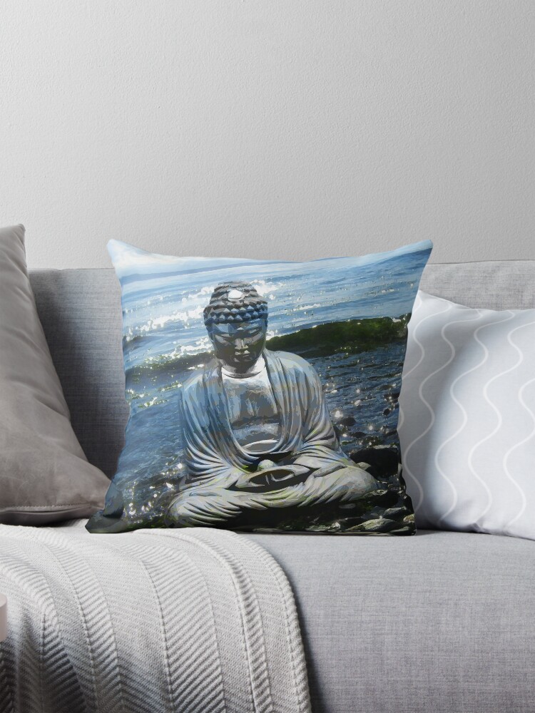Thumbnail 1 of 4, Pillow, Ocean Buddha designed and sold by ColeRW.