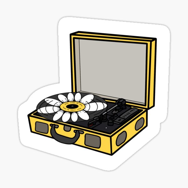 Yellow Daisy Record Player Sticker