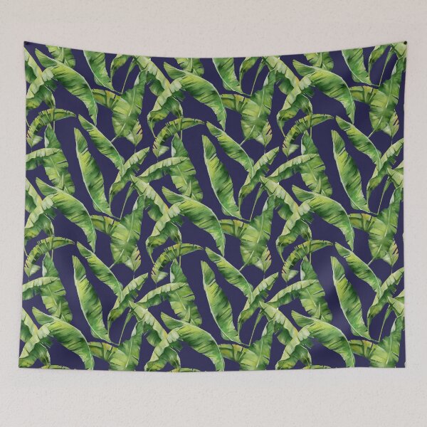 Item preview, Tropical Banana Leaf Pattern indigo designed and sold by candhdesigns.