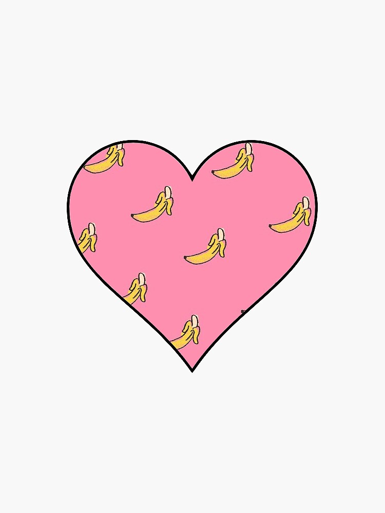 "Pink Banana Heart " Sticker for Sale by charlo19 Redbubble