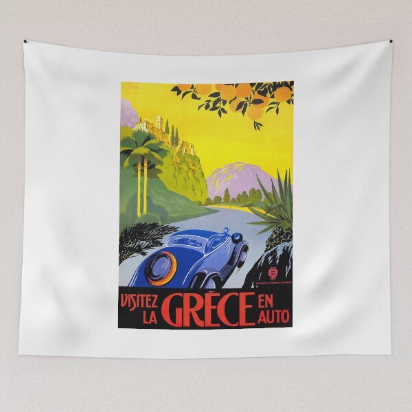 Item preview, 1930 Visit Greece By Car Travel Poster designed and sold by retrographics.