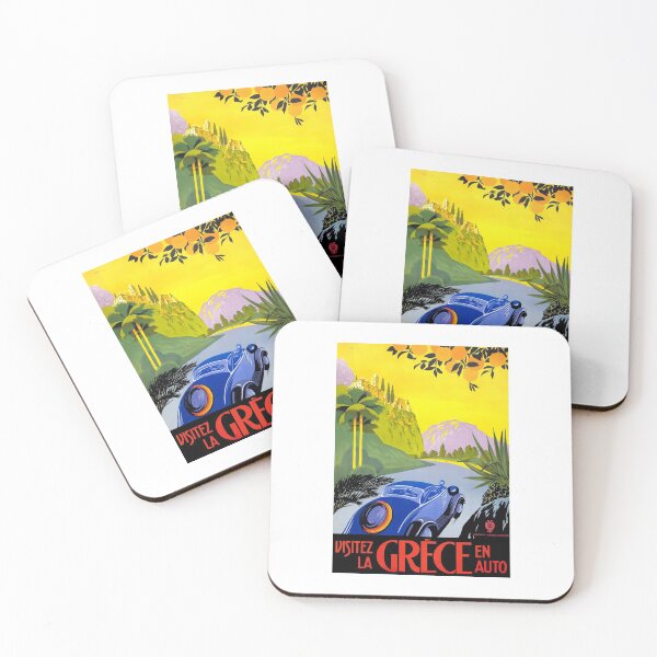 Item preview, 1930 Visit Greece By Car Travel Poster designed and sold by retrographics.