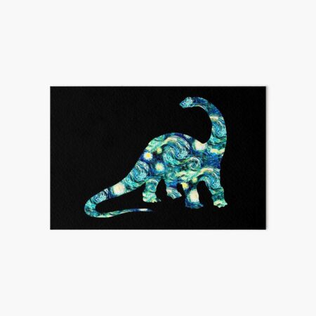 Starry Night Longneck Dinosaur Silhouette Art Board Print