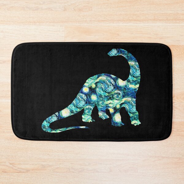 Starry Night Longneck Dinosaur Silhouette Bath Mat