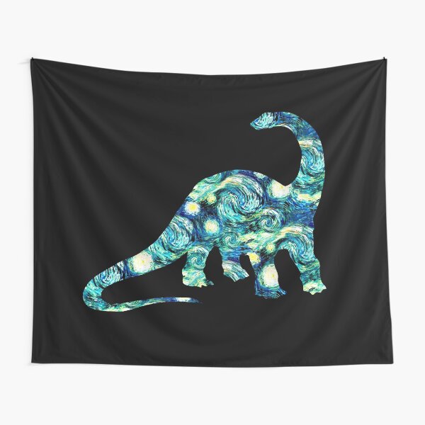 Starry Night Longneck Dinosaur Silhouette Tapestry