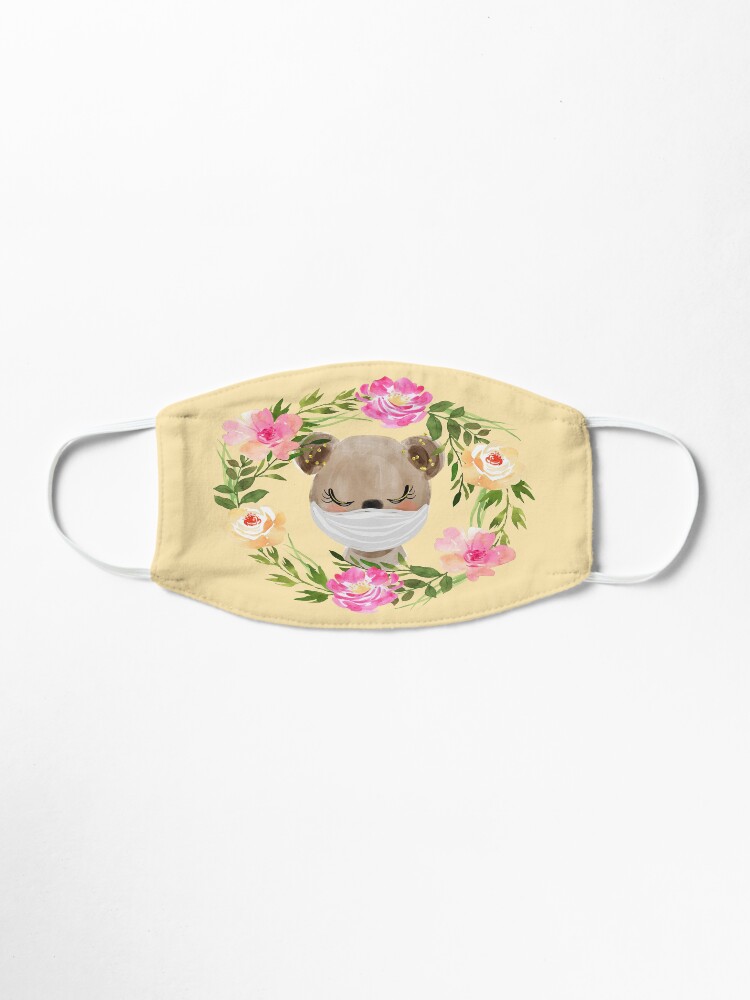 Alternate view of Cute Baby Bear with Face Mask and Flowers Mask