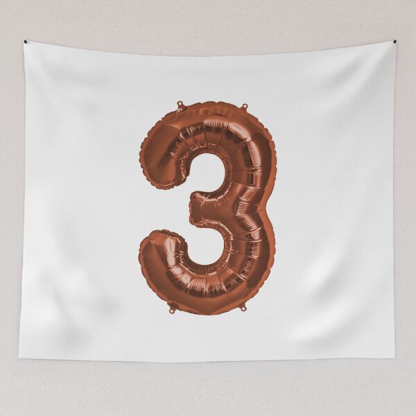 Item preview, Three Number 3 Metallic Copper Mylar Foil Helium Balloon for Three Year Old Toddler  designed and sold by Birthdates.