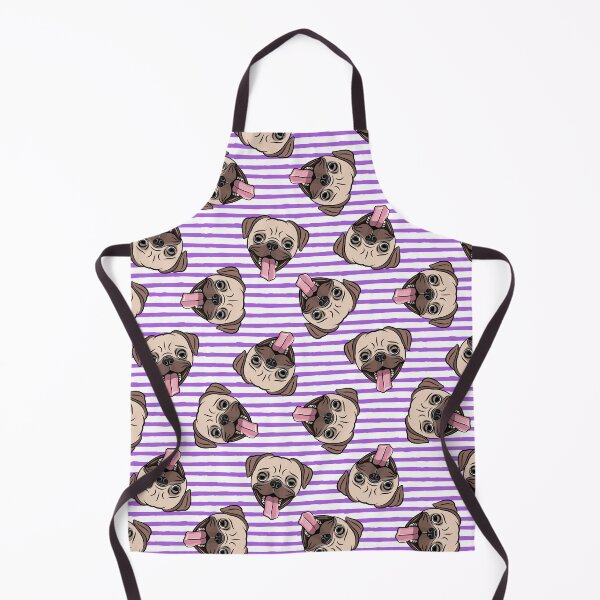 Item preview, Happy Pugs on purple stripes designed and sold by littlearrow.