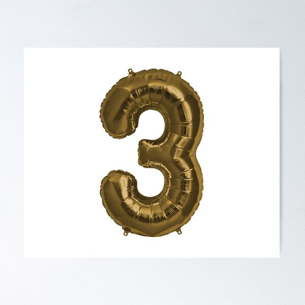 Item preview, Three Number 3 Metallic Bronze Mylar Foil Helium Balloon for Three Year Old Toddler  designed and sold by Birthdates.