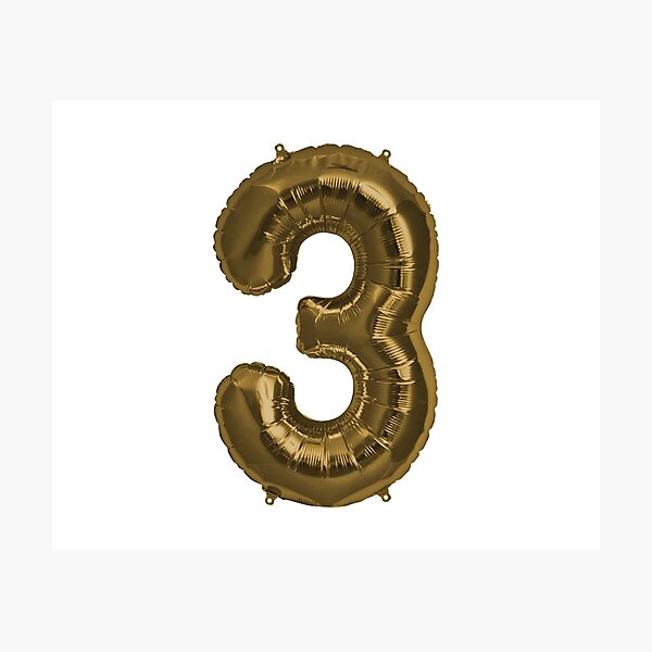 Item preview, Three Number 3 Metallic Bronze Mylar Foil Helium Balloon for Three Year Old Toddler  designed and sold by Birthdates.