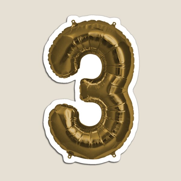 Item preview, Globo de helio de lámina de Mylar de bronce metálico de tres números 3 para niños pequeños de tres años designed and sold by Birthdates.
