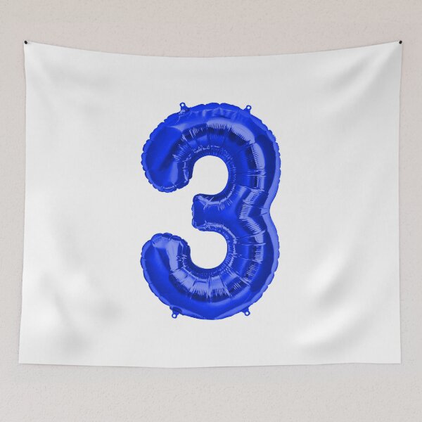 Item preview, Three Number 3 Metallic Royal Blue Mylar Foil Helium Balloon for Three Year Old Toddler  designed and sold by Birthdates.