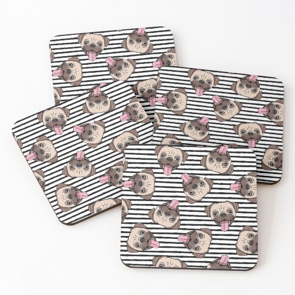 Item preview, Happy Pugs on stripes designed and sold by littlearrow.