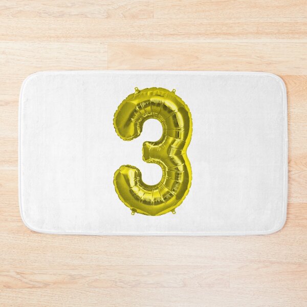 Item preview, Three Number 3 Metallic yellow Gold Mylar Foil Helium Balloon for Three Year Old Toddler  designed and sold by Birthdates.
