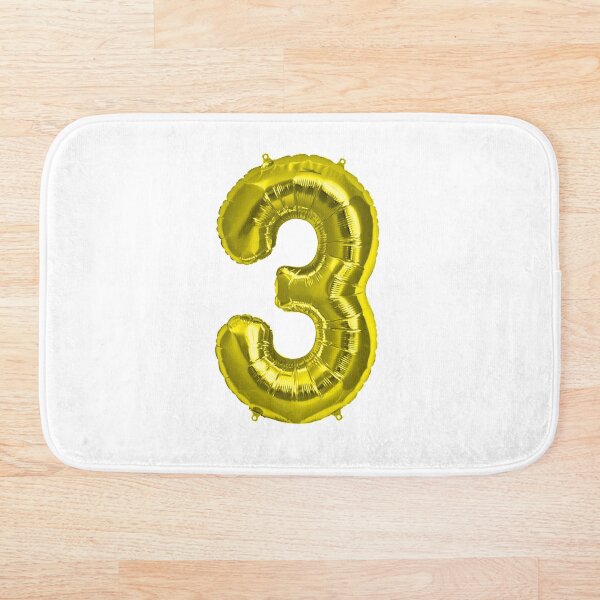 Item preview, Three Number 3 Metallic yellow Gold Mylar Foil Helium Balloon for Three Year Old Toddler  designed and sold by Birthdates.