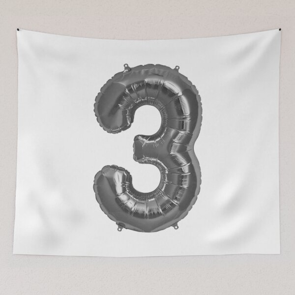 Item preview, Three Number 3 Metallic Silver Mylar Foil Helium Balloon for Three Year Old Toddler  designed and sold by Birthdates.