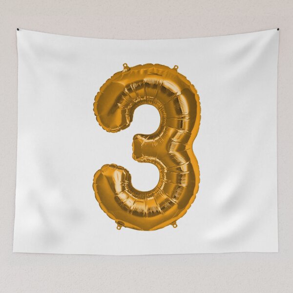 Item preview, Three Number 3 Metallic Orange Mylar Foil Helium Balloon for Three Year Old Toddler  designed and sold by Birthdates.