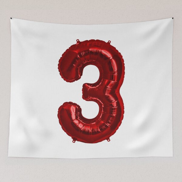 Item preview, Three Number 3 Metallic Red Mylar Foil Helium Balloon for Three Year Old Toddler  designed and sold by Birthdates.