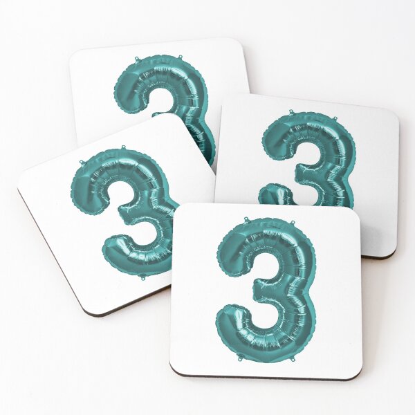 Item preview, Three Number 3 Metallic Aqua Blue Mylar Foil Helium Balloon for Three Year Old Toddler  designed and sold by Birthdates.