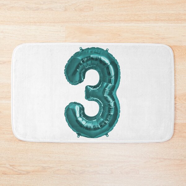 Item preview, Three Number 3 Metallic Aqua Blue Mylar Foil Helium Balloon for Three Year Old Toddler  designed and sold by Birthdates.