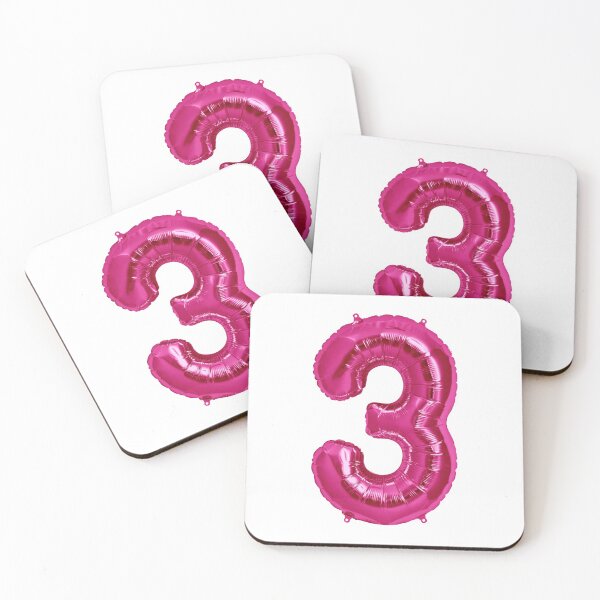 Item preview, Three Number 3 Metallic Hot Pink Mylar Foil Helium Balloon for Three Year Old Toddler  designed and sold by Birthdates.