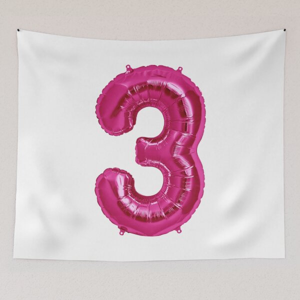 Item preview, Three Number 3 Metallic Hot Pink Mylar Foil Helium Balloon for Three Year Old Toddler  designed and sold by Birthdates.