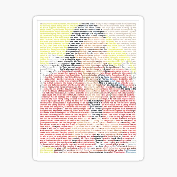 AOC's speech about Ted Yoho 'Apology' House Floor Speech full (with background) Glossy Sticker