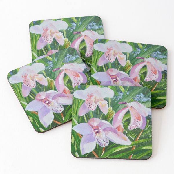 Item preview, Three Pink Cymbidium Orchids designed and sold by Dai Wynn Fine Art.